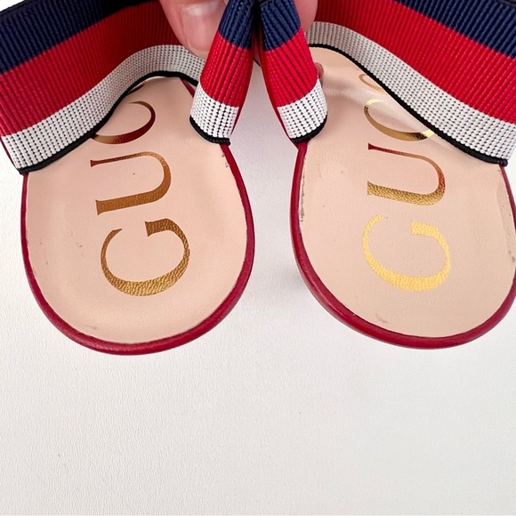 New GUCCI | Sylvie Web Stripe Slingback Red Leather Pointed Pumps EU 39 US 9 - Picture 11 of 16